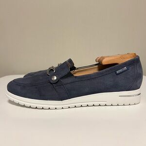 Mephisto Juliana Blue Suede Leather Women Loafers Shoes US 8.5